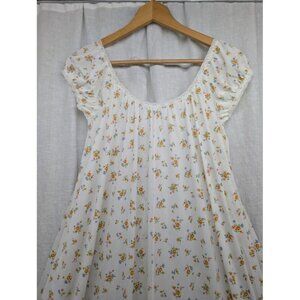 Miss Elaine Vintage sz medium full length short sleeve soft floral night gown S9